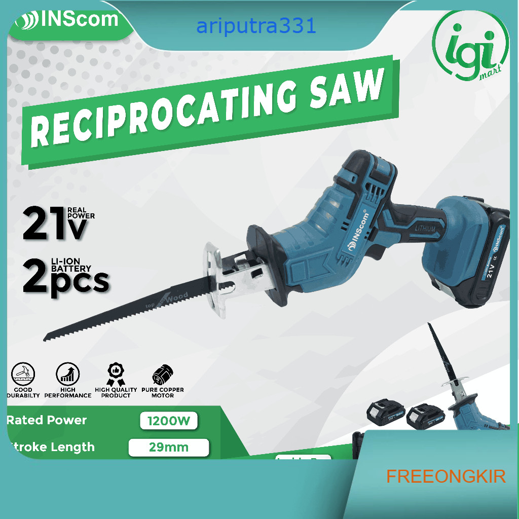 MESIN RECIPROCASTING SAW CORDLESS GERGAJI PEMOTONG KAYU BESI BATERAI