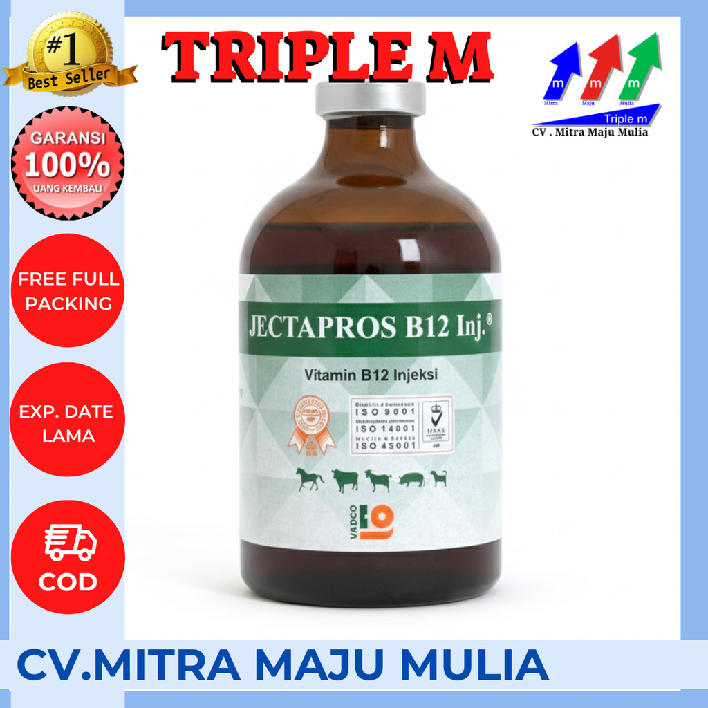 JECTAPROS B12 100 ML VADCO - Vitamin B12 Hewan Anti Anemia & Menambah Nafsu Makan Ternak - Seperti J