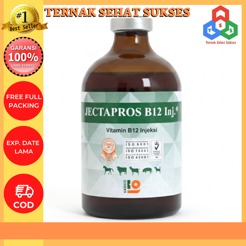 JECTAPROS B12 100 ML VADCO - Vitamin B12 Hewan Anti Anemia & Menambah Nafsu Makan Ternak - Seperti J