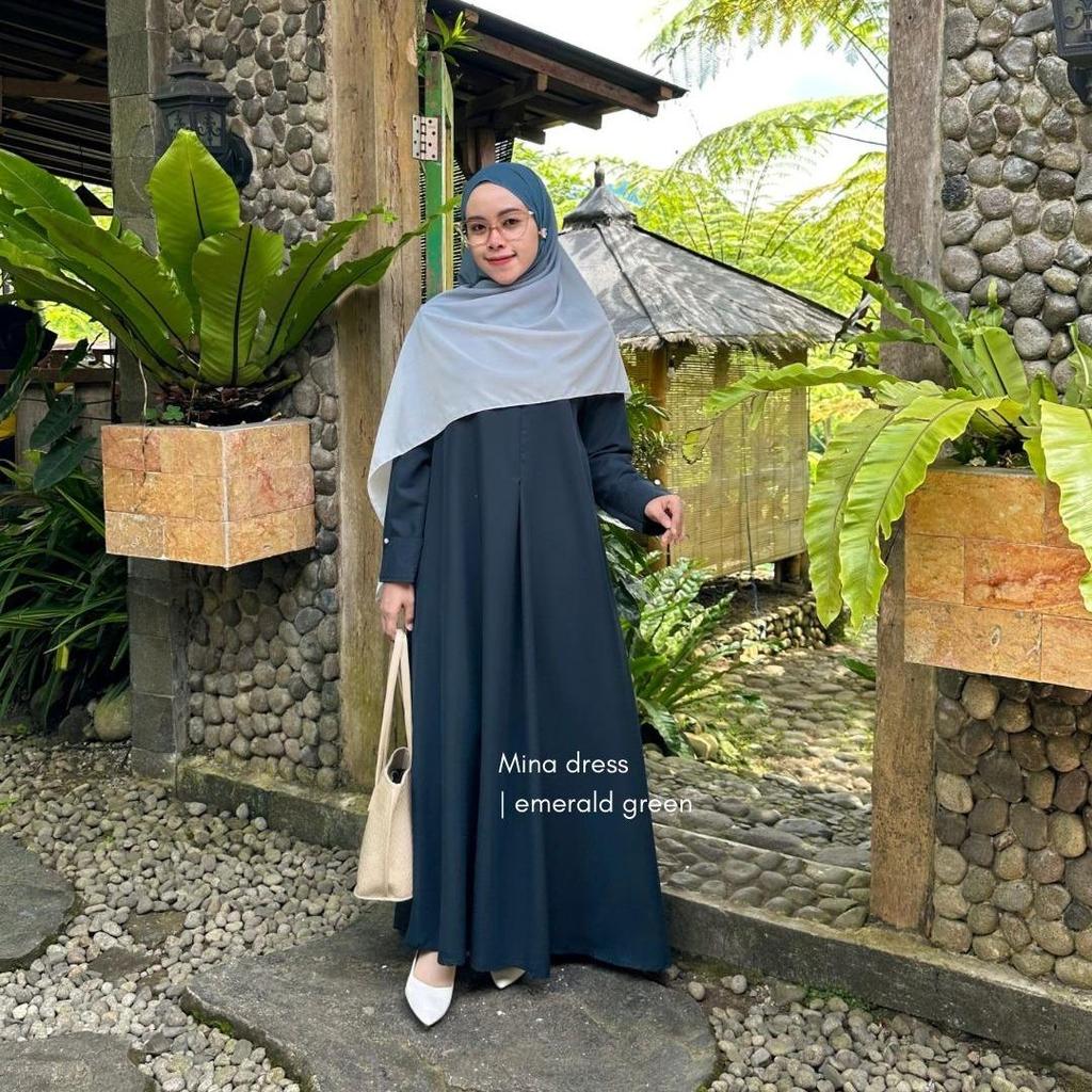 Mina Abaya Basic Premium By Embun Hijab - Gamis Polos Elegan Bahan Marbella ANTI UV
