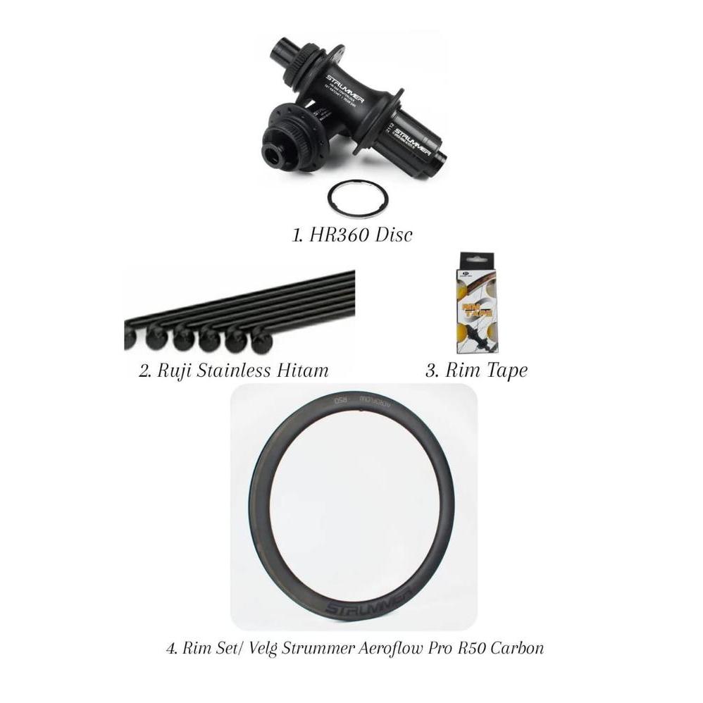 WHEELSET STRUMMER AEROFLOW PRO D50 CARBON 700C DISC BRAKE CAKRAM - TUBELESS