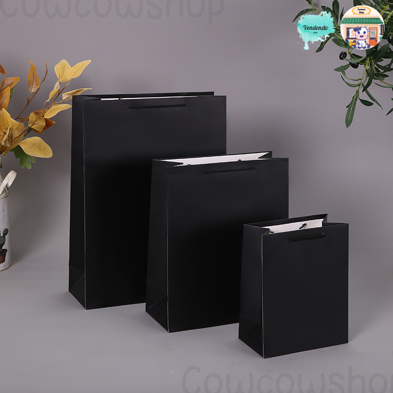 Paper Bag Hitam Souvenir Elegan Polos / Paperbag Gift Bag / Goodie Bag Elegan Tas Belanja