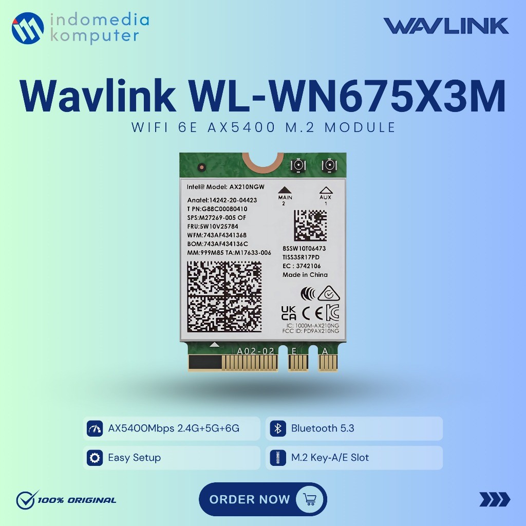 Wifi 6E AX5400 M.2 Module Wavlink WL-WN675X3M Wireless Card