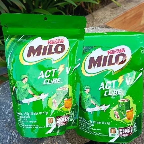 MILO ACTIV Cube Susu Coklat Pouch 2.7g x isi 25 kotak blok Candy Permen 3 in 1 milk rol biskuit uht 