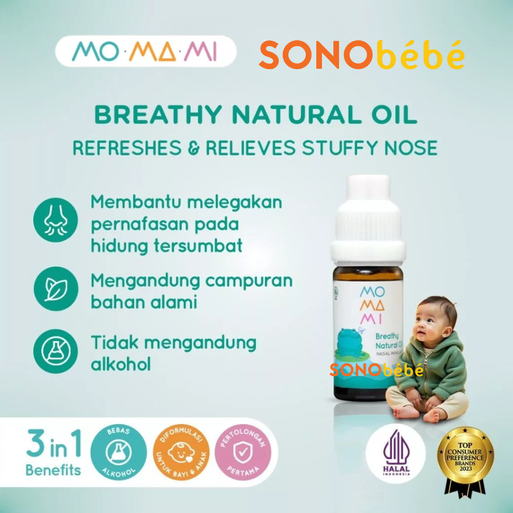 Momami Breathy Natural Oil 10ml for Baby - Essential Oil untuk Pernafasan Hidung Tersumbat Anak Bayi