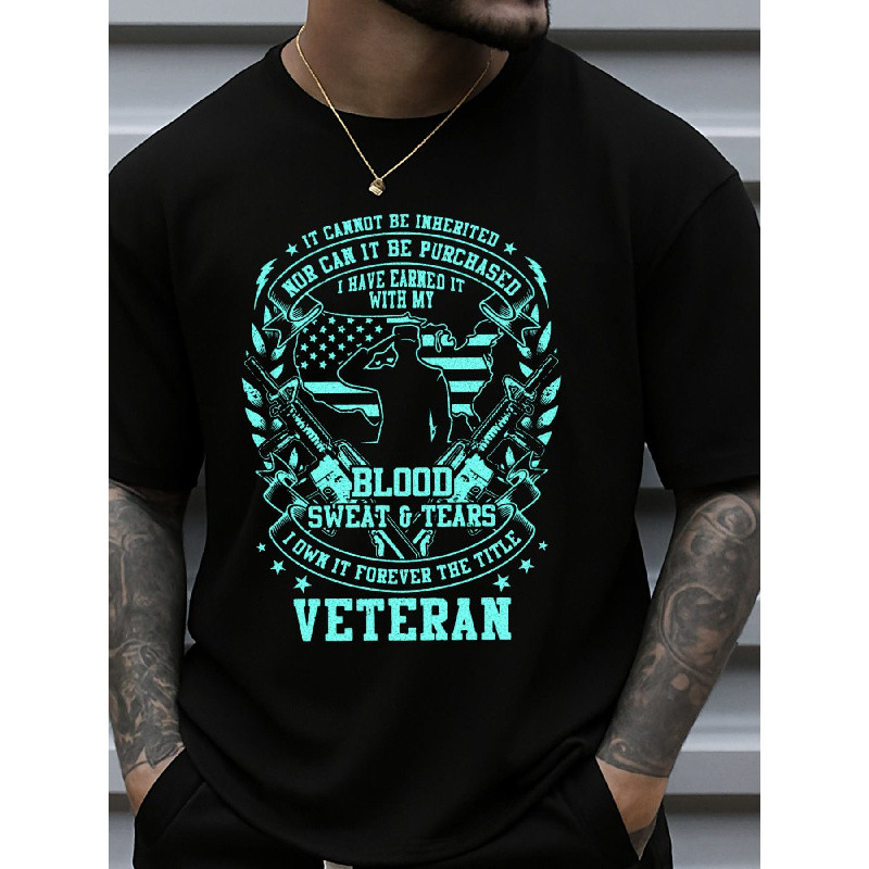Kaus Tribute "Proud to Serve" - Desain Militer dengan Dog Tag Biru & Simbol Kehormatan.Bahan Katun H