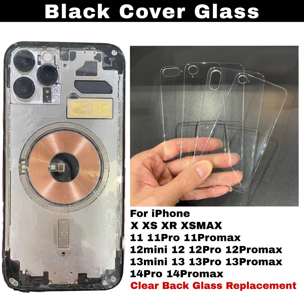 For iPhone 14 13 12 11 Pro Max MINI X XR XS MAX Clear Back Glass Housing Replacement Rear Battery Do