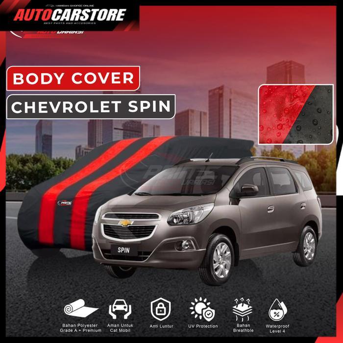 [ ACSports ] Body Cover 2 Warna Sarung Mobil 2 Warna - Chevrolet Spin - Hitam List Merah