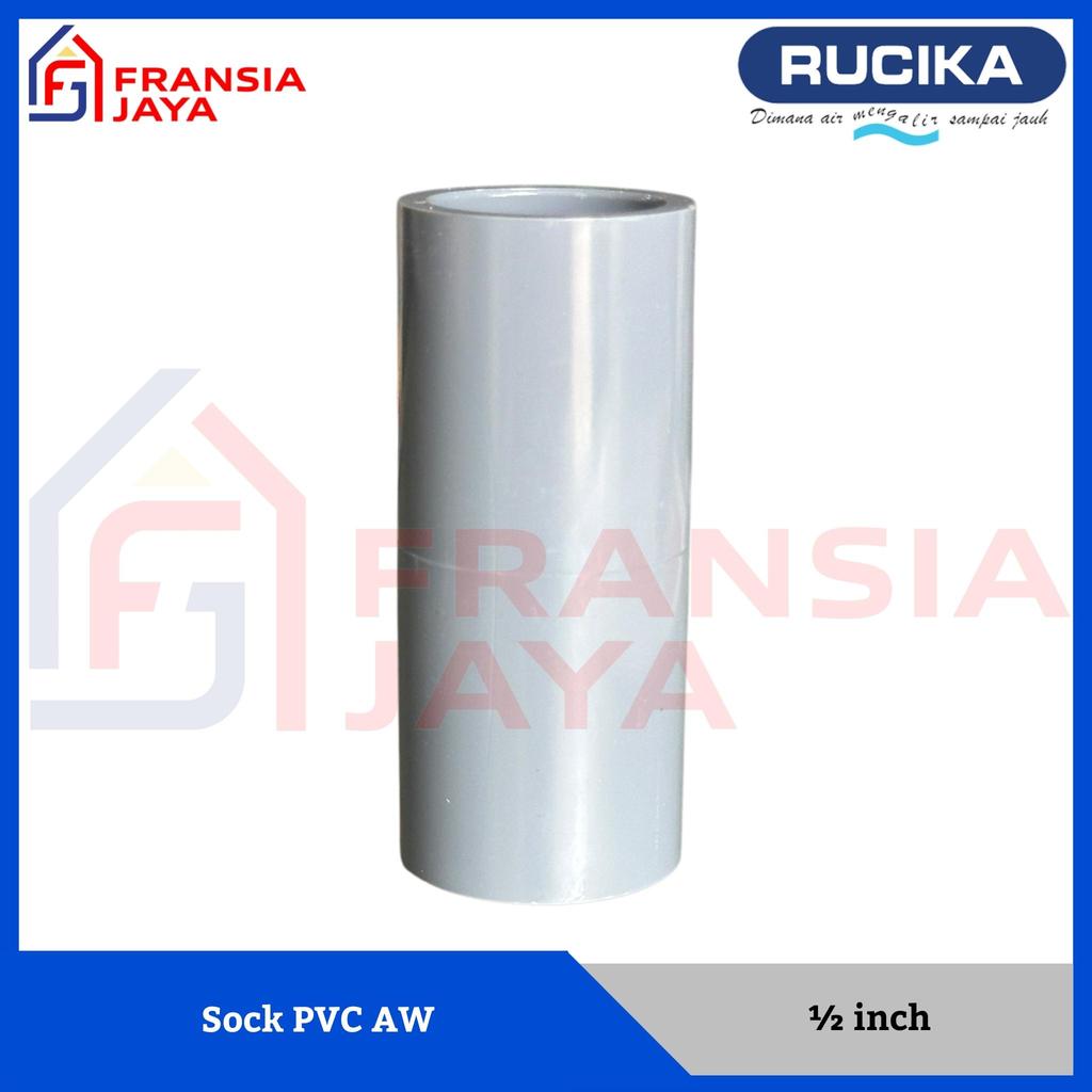 Rucika Socket PVC AW 1/2 inch Sambungan Fitting Pipa Pralon Lurus 0.5 inch