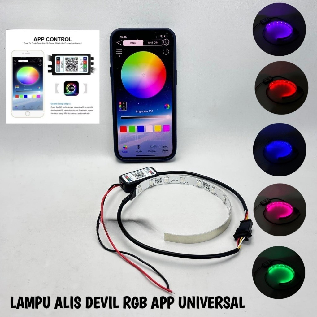 Lampu Alis Devil RGB APP Lampu Demon Devil Eye Bluetooth Lampu Alis Biled Projie RGB Lampu LED Demon