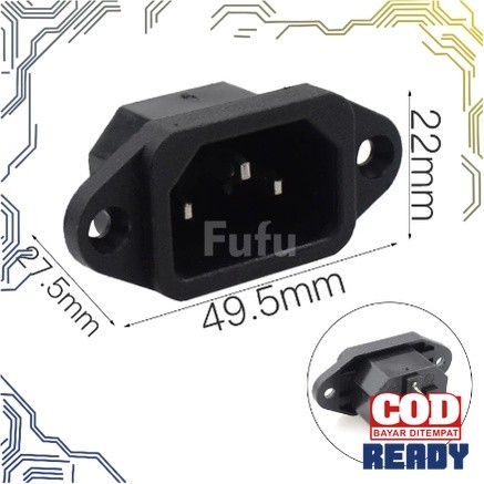 Socket Soket Listrik Kabel Power AC 3 Lubang