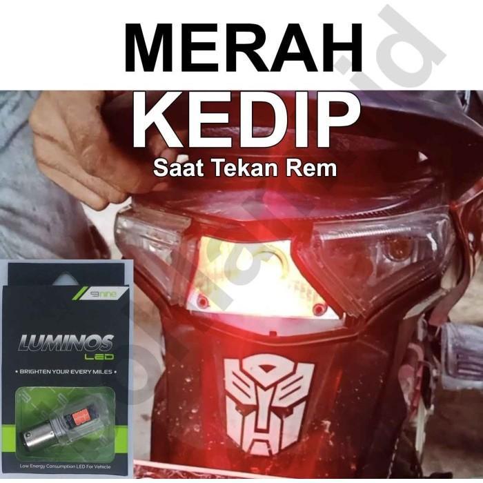 (Autotivo Mart) Lampu LED Stop Rem Motor GS1 S25 LUXIMOS Bayonet 16titik Tidak Kedip - Kedip Merah