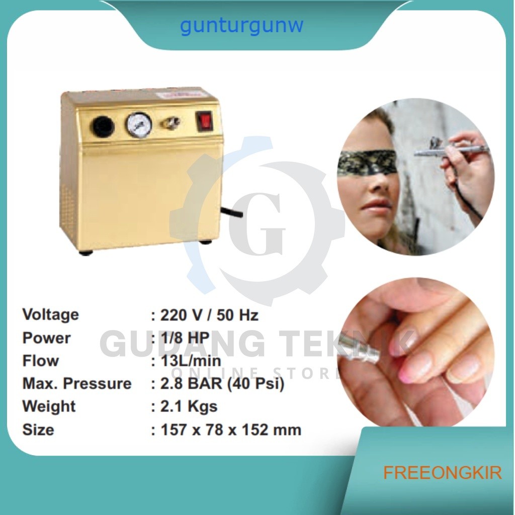 Kompresor Angin Mini Tanpa Oli 1/8 HP WIPRO 1-KD / Mini Air Compressor 1/8 HP WIPRO 1KD - WIPRO 1 KD