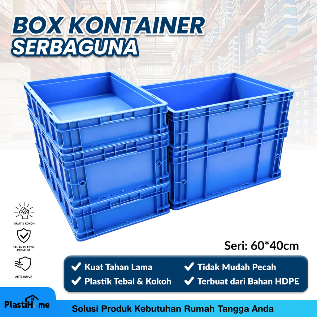 Box Plastik Logistik Tebal –60*40cm Container Industri Stackable untuk Gudang & Warehouse