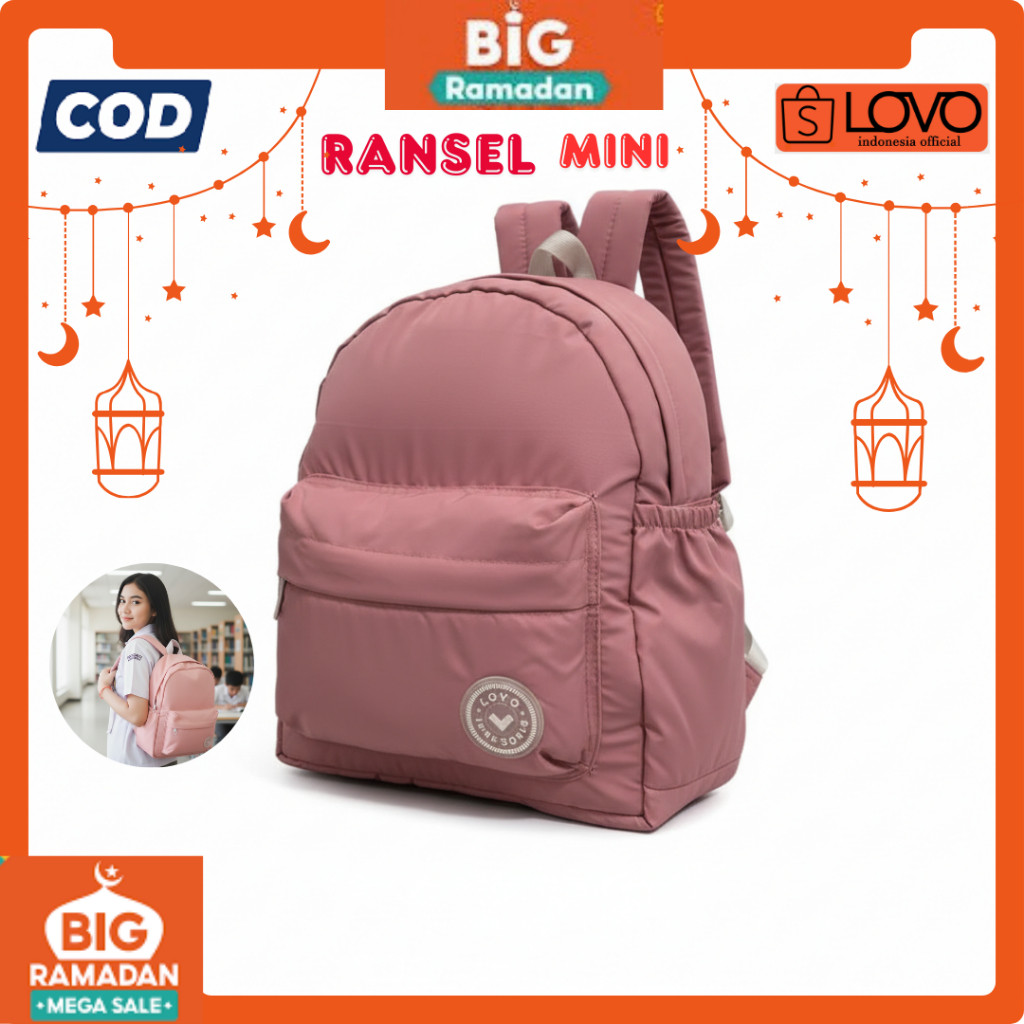 ZAHASHOP Lovo.id - Tas Ransel Mini Colour Pop Backpack Water reppelent - Tas Fahion Korea Stylish Ze