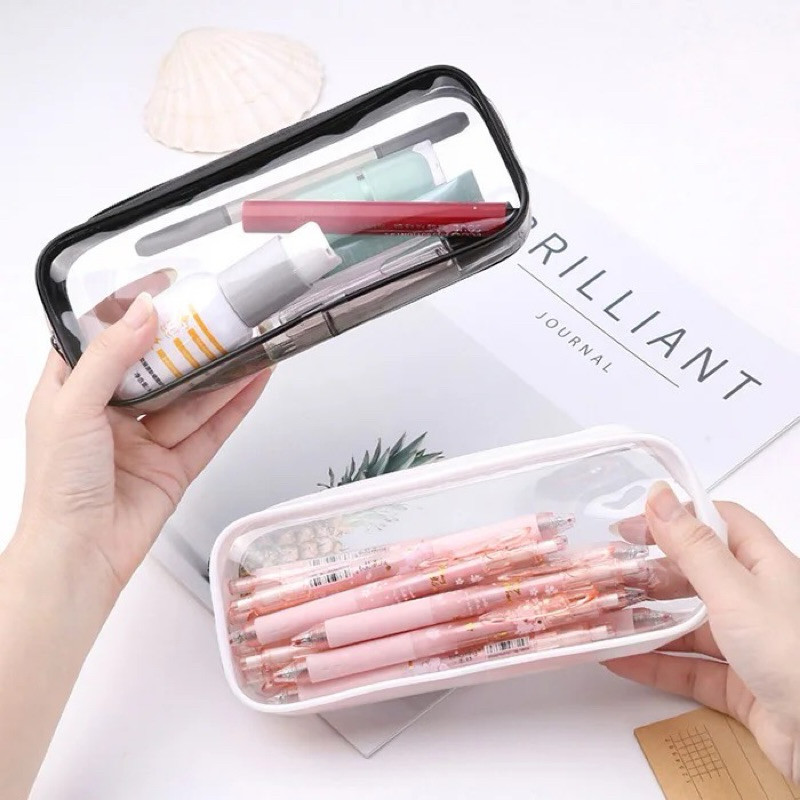 [DWCORNER] Kotak Pensil Transparan Tempat Pensil Aesthetic Tempat Penyimpanan Kosmetik Pouch Transpa