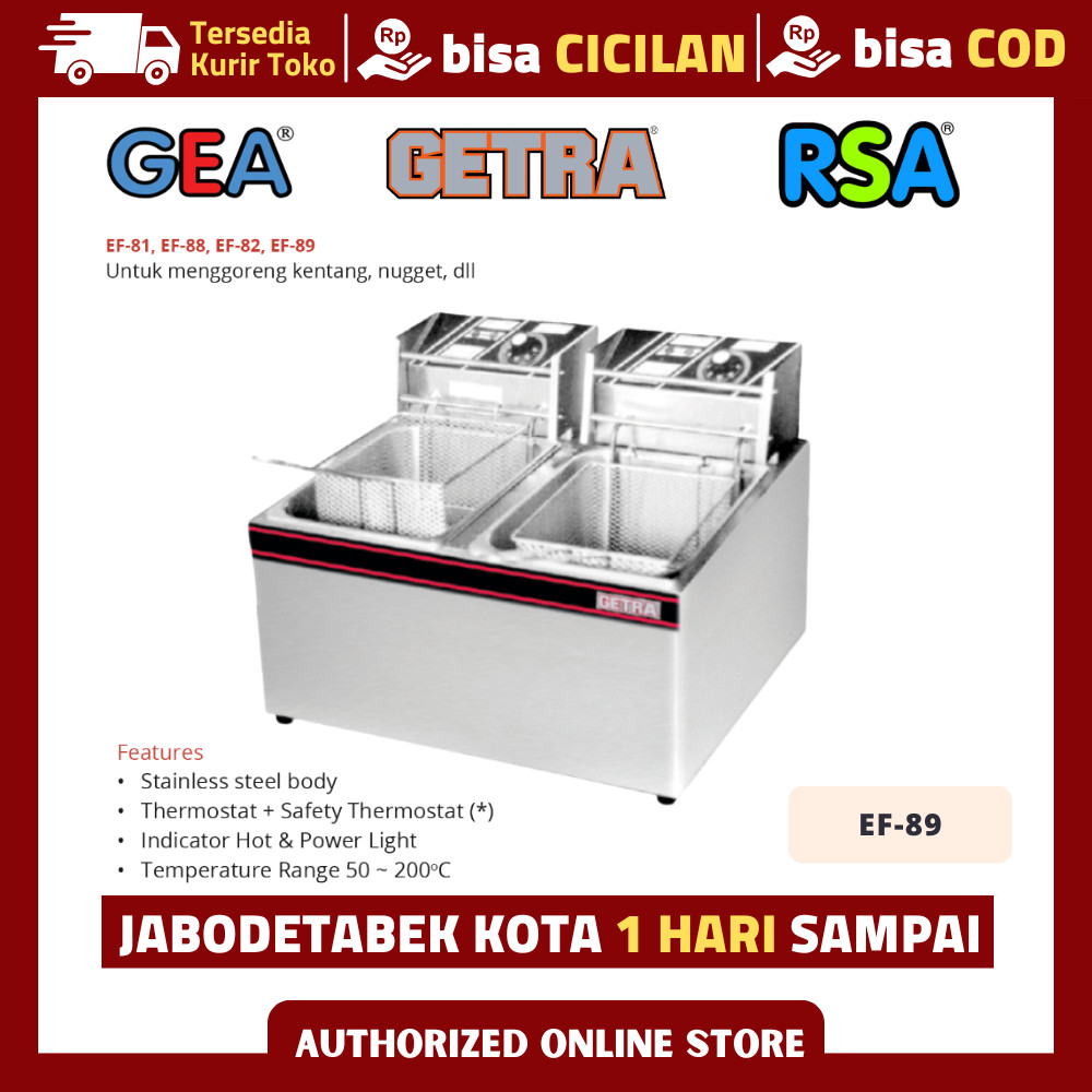 DEEP FRYER LISTRIK 2 TANK GETRA EF-89 PENGGORENGAN AYAM KENTANG FRIED CHICKEN ORIGINAL