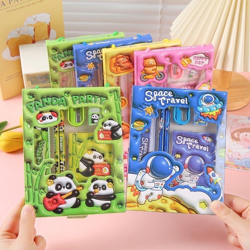 Set alat tulis kartun lucu untuk siswa sekolah dasar / pelengkapan sekolah / hadiah taman kanak-kana