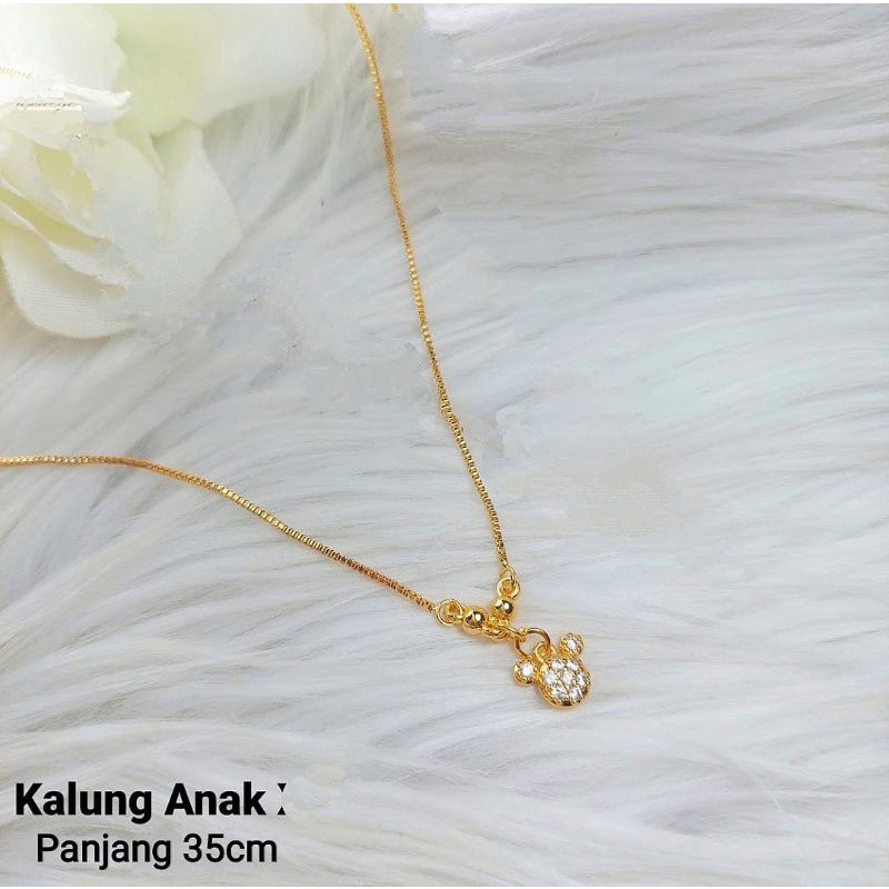 PERHIASAN Kalung Anak Titanium Kalung Motif Mikey Mouse Anak Anak Model Emas ELEGANT