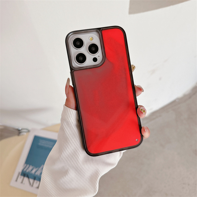 Casing Ponsel Hitam Pasir Hisap Bercahaya Modis untuk IPhone 16 Pro Max 13 14 15 Plus 12promax Penut