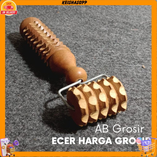 Alat pijat kayu ROLL KAWAT Roda gerigi pijat rol wajah tubuh tangan kaki terapi kesemutan KSP