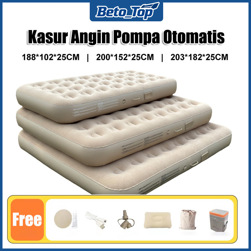 Kasur Angin Pompa Otomatis 200x180x25cm Kasur Pompa Lipat Kasur Udara Multi-Orang Kasur Angin Termas