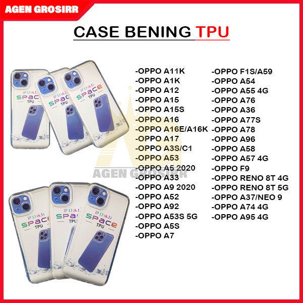 AG - CASE BENING TPU OPPO A15 A15S A16 A16S A16K A16E A17 A37 NEO 9 A3S C1 A5 2020 A9 2020 A52 A92 A