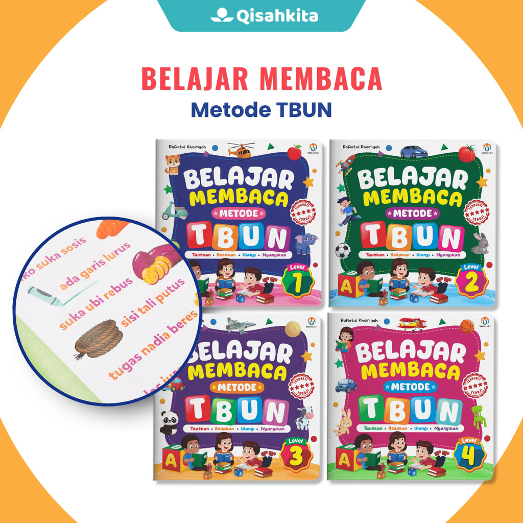 Buku Belajar Membaca Anak TK TBUN 4 Buku Bergambar Latihan Membaca Anak Tanpa Mengeja Usia Dini