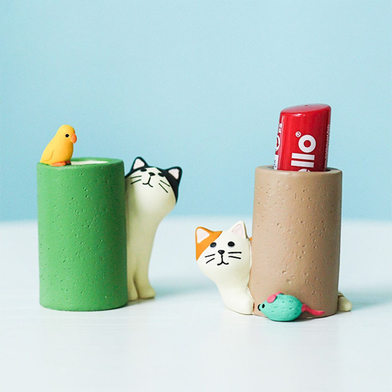 Cute Cat Cating Mice Pen Holder Stationery Storage Office Gadgets Pencil Holder Pen Stand Pen Organi