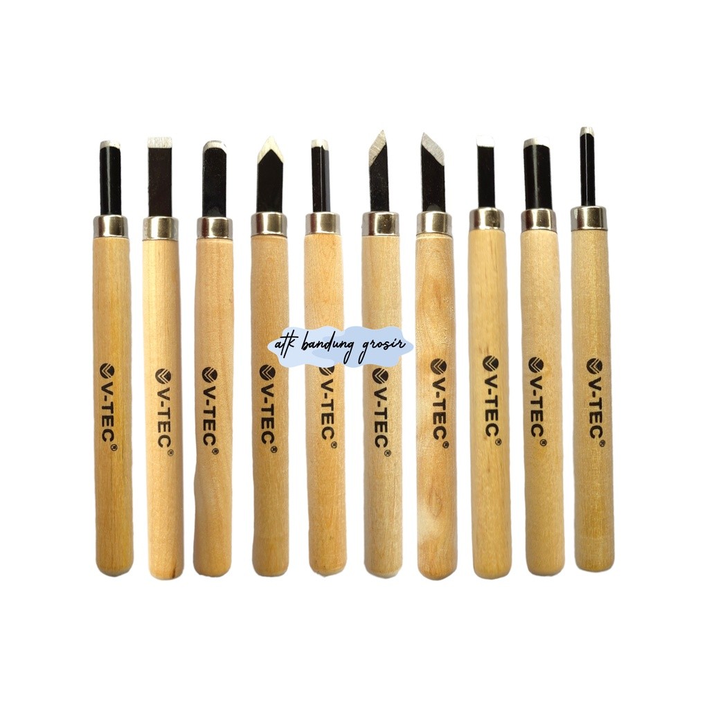 V-Tec Wood Carving Chisels Set 10/ Vtec Pisau Ukir Set 10/ Alat Ukir Kayu V-Tec  – Set 10 - SHRAT
