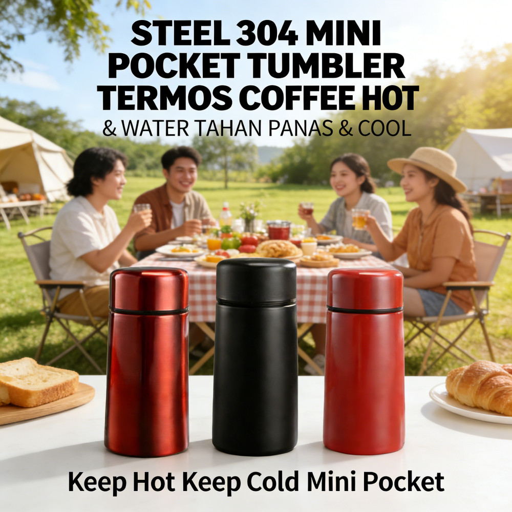 STEEL 304 MINI POCKET TUMBLER TERMOS 160and200 ML COFFEE WATER & HOT COOL / TAHAN / TUMBLER & COOL H