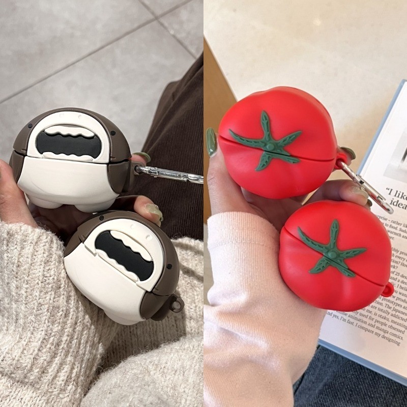 Earphone Case for Samsung Galaxy Buds 4 Pro Silicone Cute Cartoon Shark Simulated Tomato Wireless Bl