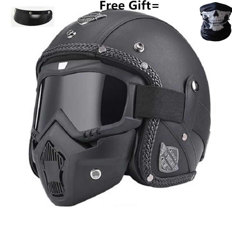 Professional Retro Motorcycle Helmet Goggle Mask Vintave Mask Open Face Helmet Cross Helmet Availabl