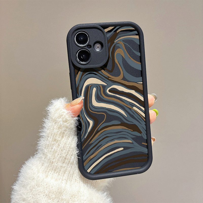 Casing Motif Gelombang Warna Untuk iPhone 11 12 13 14 15 Pro X Xr Xs Max 6 6s 8 7 Plus SoftTPU Silik