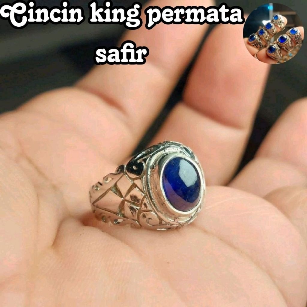 Batu cincin blue safir / permata sapphire biru / kasmir / king safir  Permata cincin pria
