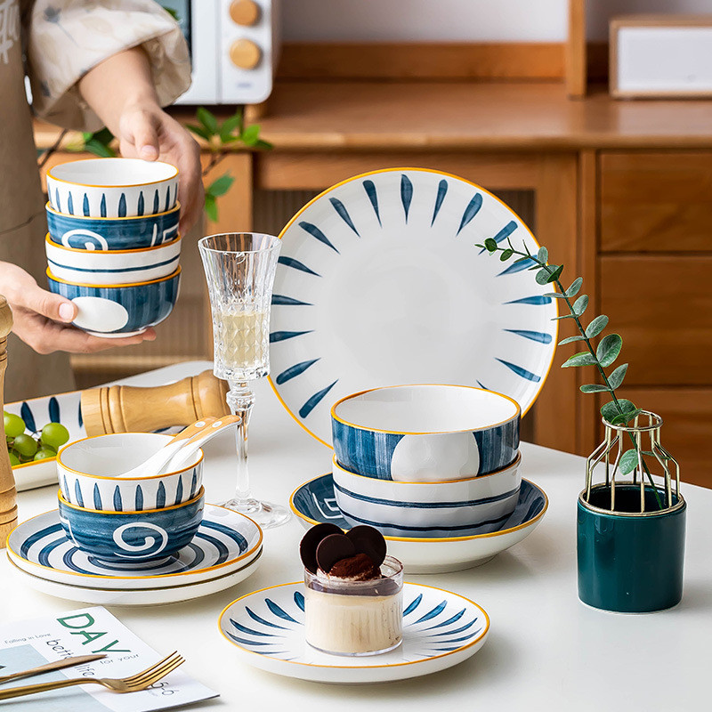 RoyalHuis Piring Keramik Makan Motif Jepang Series Sendai / Piring Makan Jepang / Piring Makan Motif