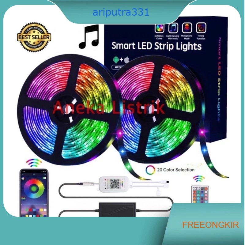 LAMPU LED STRIP RGB REMOTE 5050 10M SENSOR HP 5050 10METER / LED SENSOR SUARA LED IRAMA MUSIK