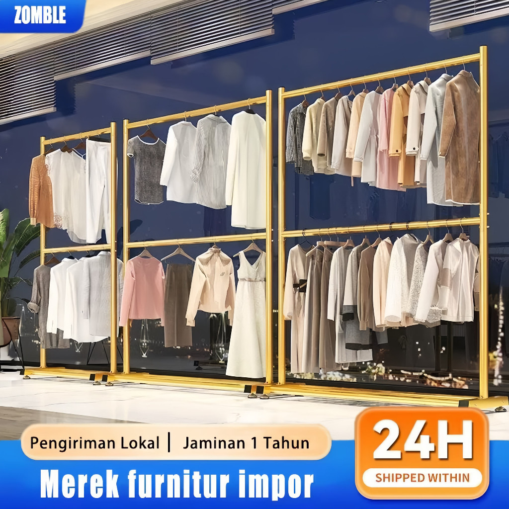 Rak Gantungan Baju 2 Susun Gantungan Baju Besi Gantungan Baju Berdiri Rak Baju Gantung
