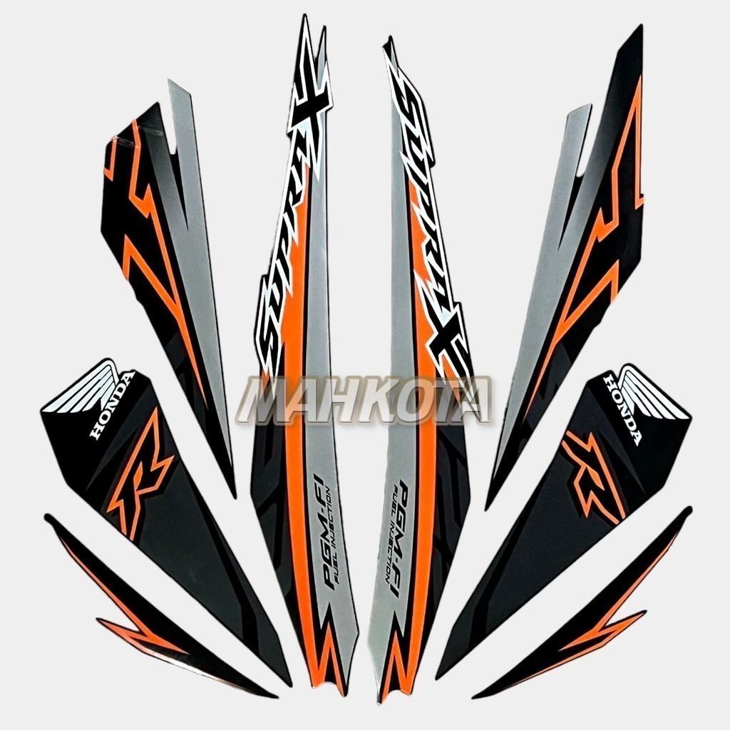 Striping Stiker Polet Sepeda Motor List Honda Supra x 125 fi 2018 hitam oren oranye orange stiker Li