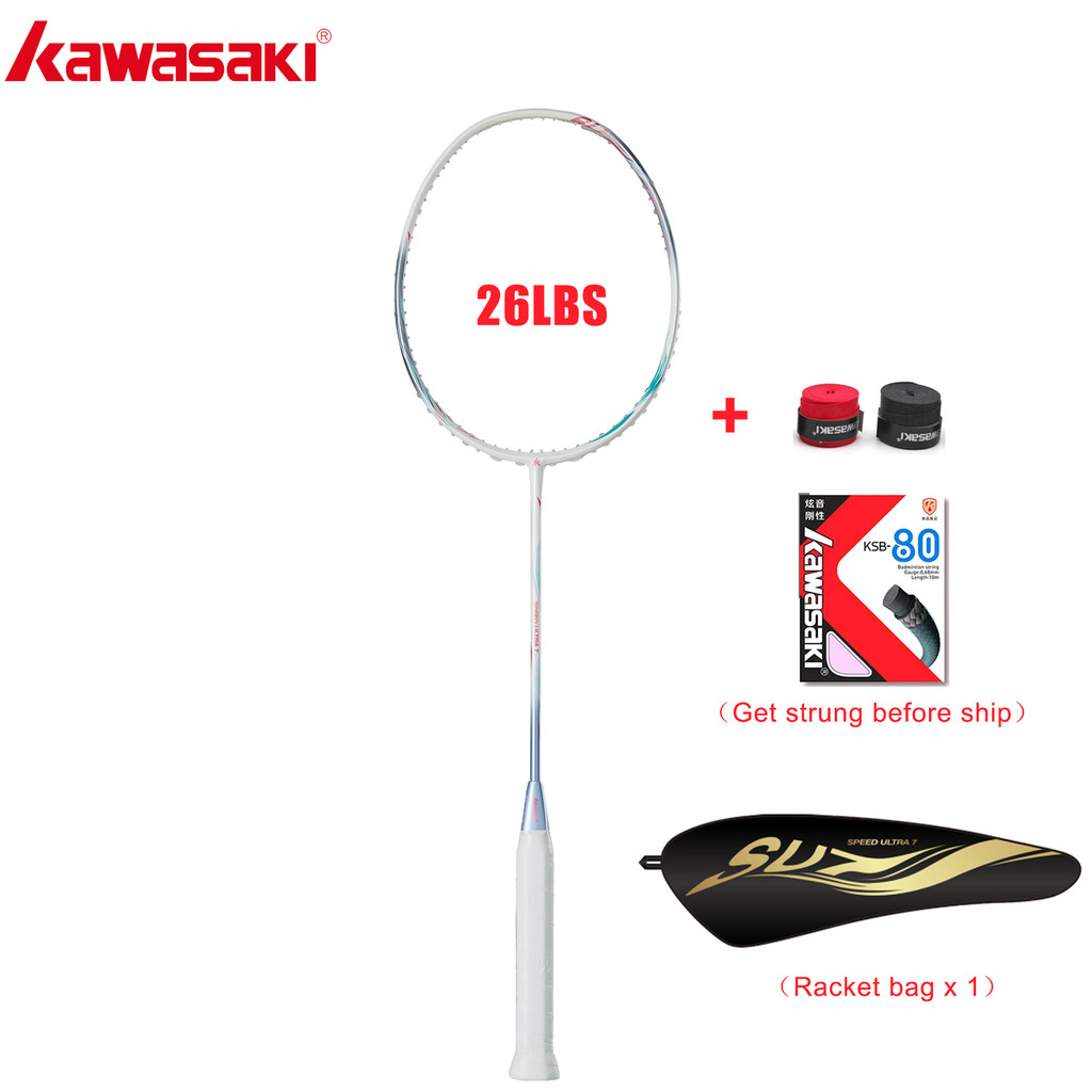 Kawasaki SU7 raquette badminton Full Carbon 4U Professional Badminton Racket -Fast & Flexible High-S