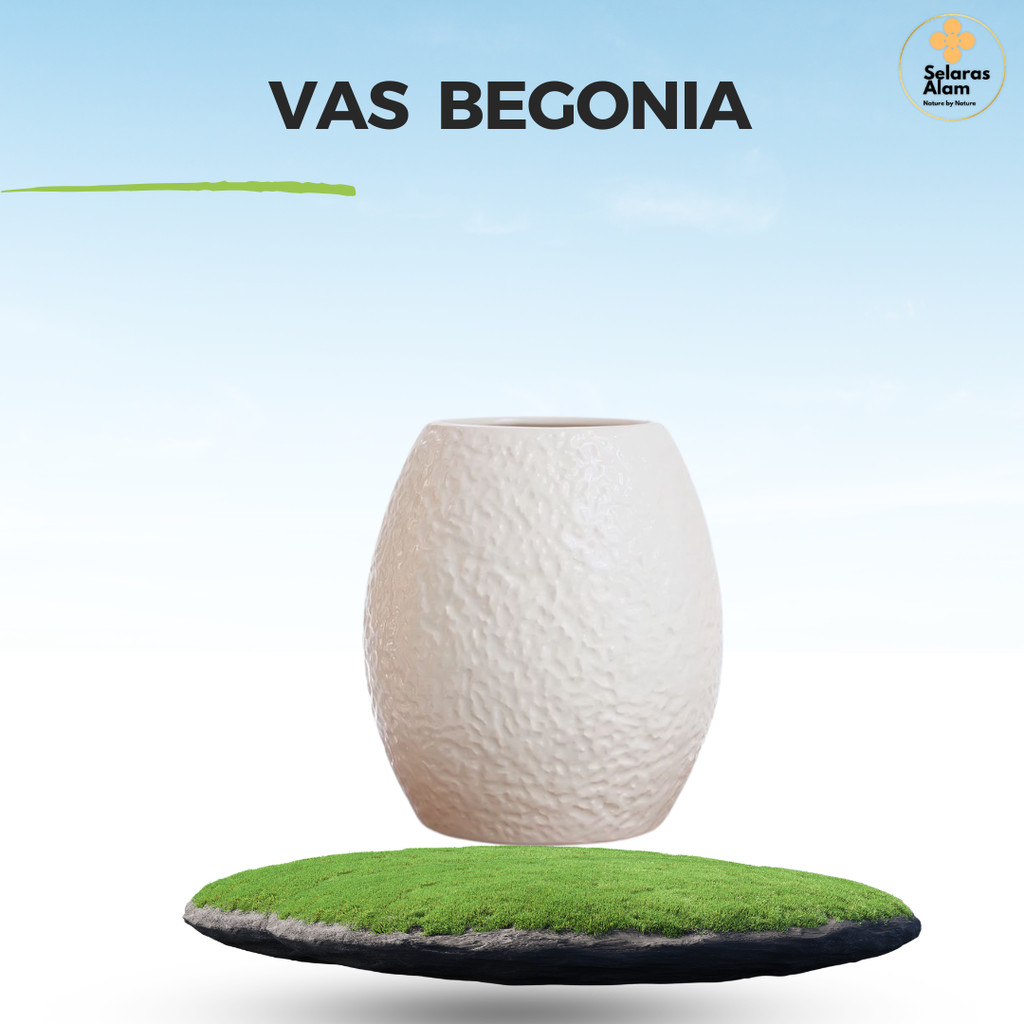 BEGONIA VAS PUTIH KERAMIK BUNGA JENIS
