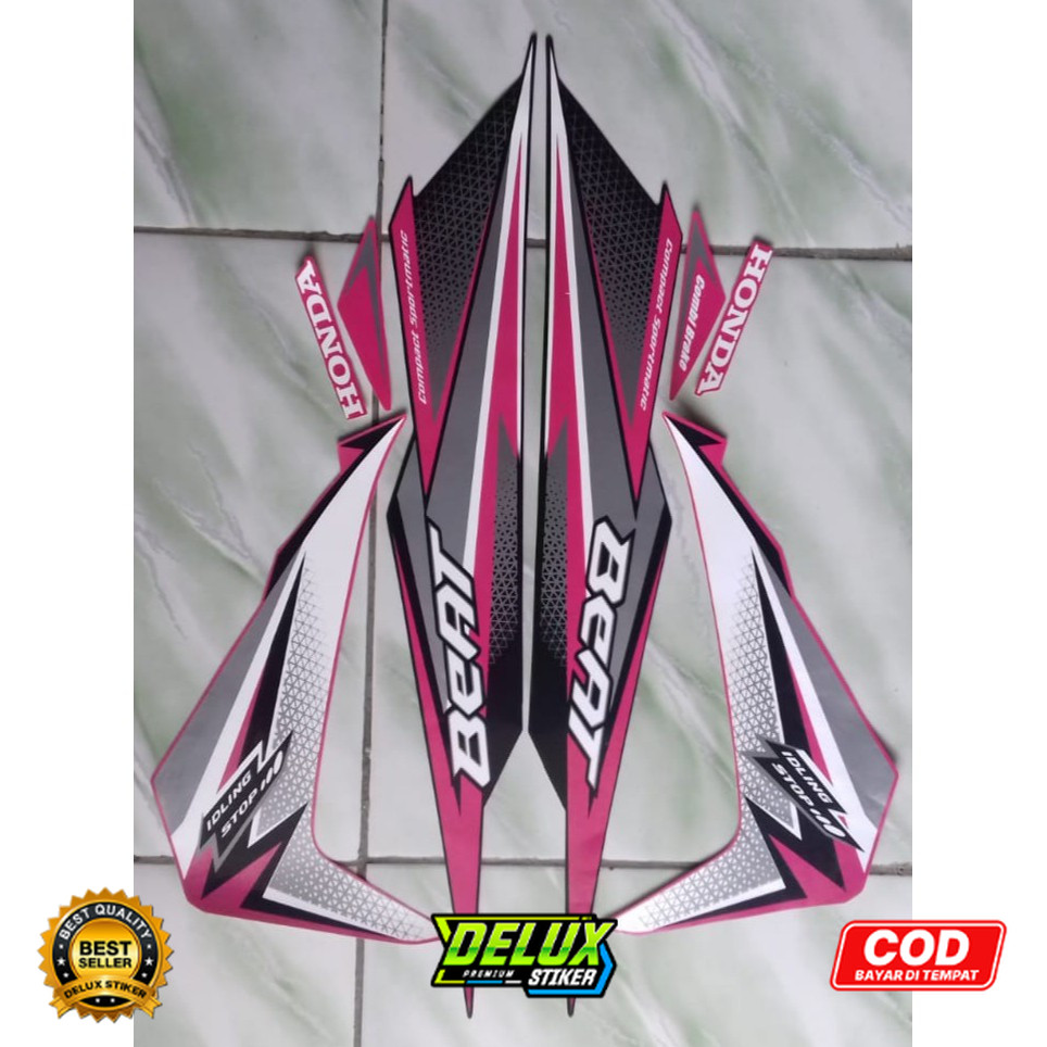 COD stiker striping beat iss 2018 hitam pink