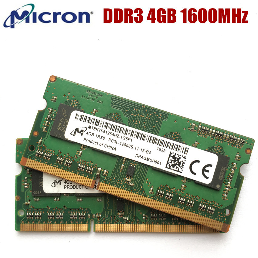 Micron 4GB 1Rx8 2RX8 PC3L 12800S DDR3 1600Mhz 4G Laptop Memory Notebook Module SOMM RAM