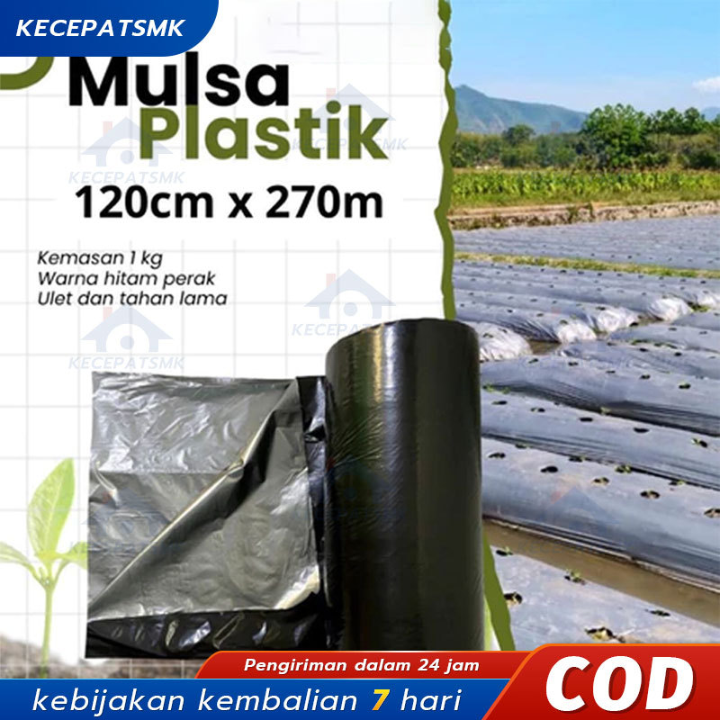 Per Roll Mulsa Hitam Perak Lebar 60cm-120cm/Mulsa Hitam Perak 1 Roll Panjang 250meter/Mulsa Hitam Pe