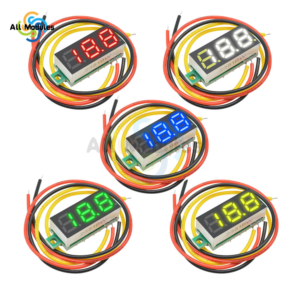 5 Color Available Mini LED gital Voltmeter DC 4-30V 0.28 In 3 Wire DC 0-100V Volt Voltage Meter Gaug