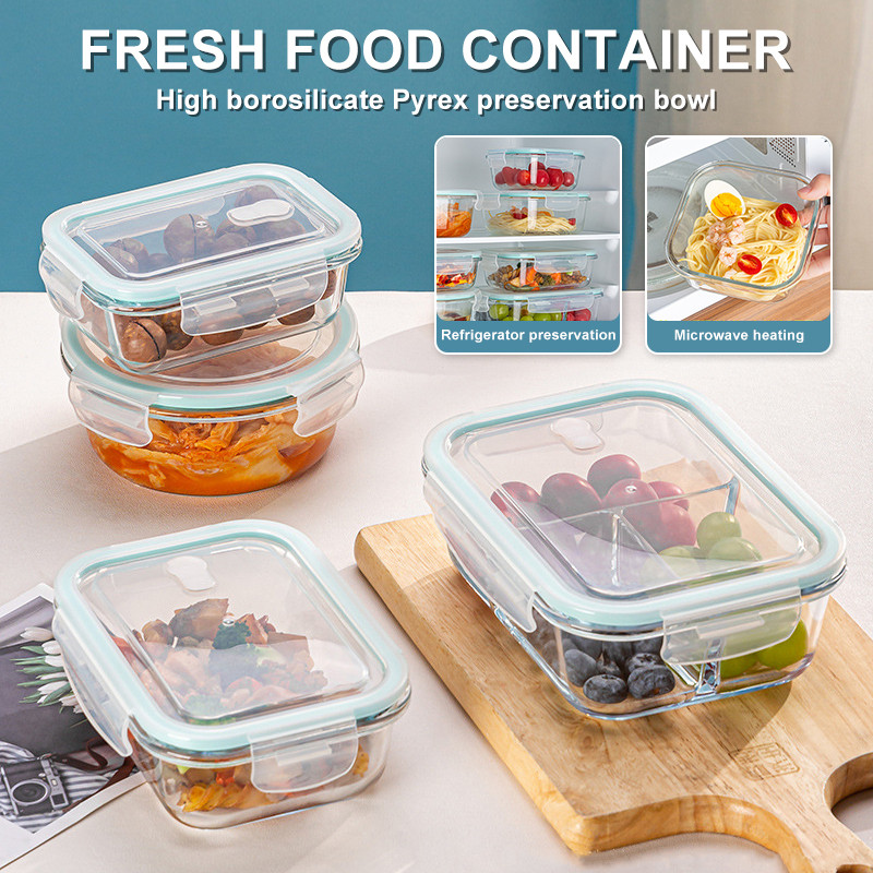 Tempat Makan Kaca lunch box kotak penyimpanan microwave bekal