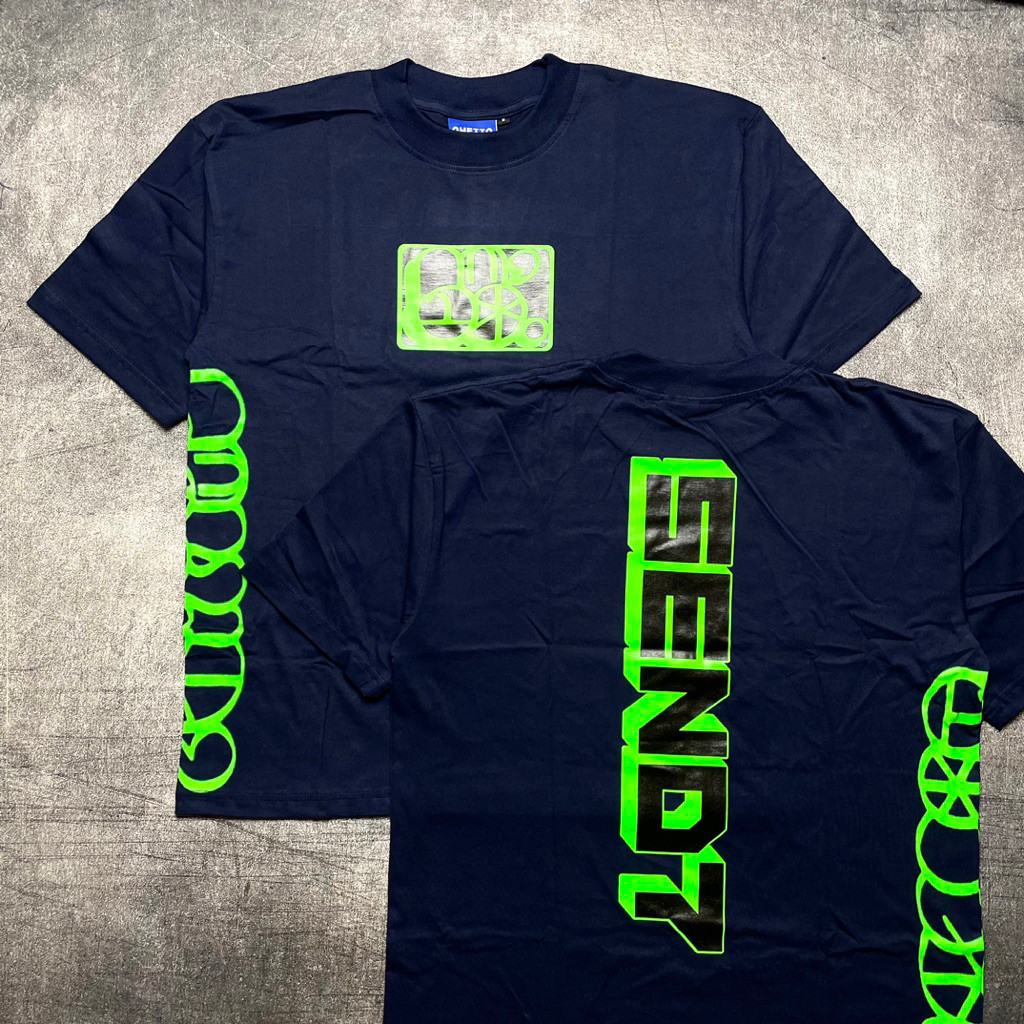 Tshirt SEND7 - NAVY FLUOROCENT GREEN