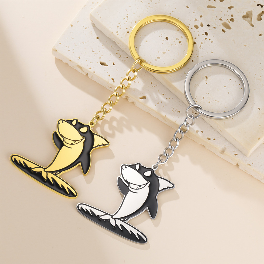 Korosi Smear Penguin Hiu Laut Liontin Hewan Laut 304 Gantungan Kunci Stainless Steel Liontin Mobil