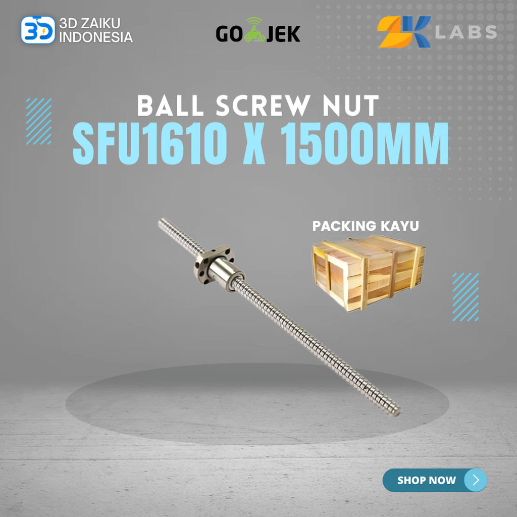 ZKLabs CNC Ball Screw SFU1610 with Ball Screw Nut 1500 mm Length