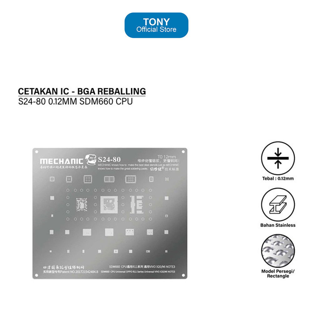 Cetakan IC MECHANIC S24-80 - 0.12mm SDM660 CPU Universal VIVO MI - S24-80